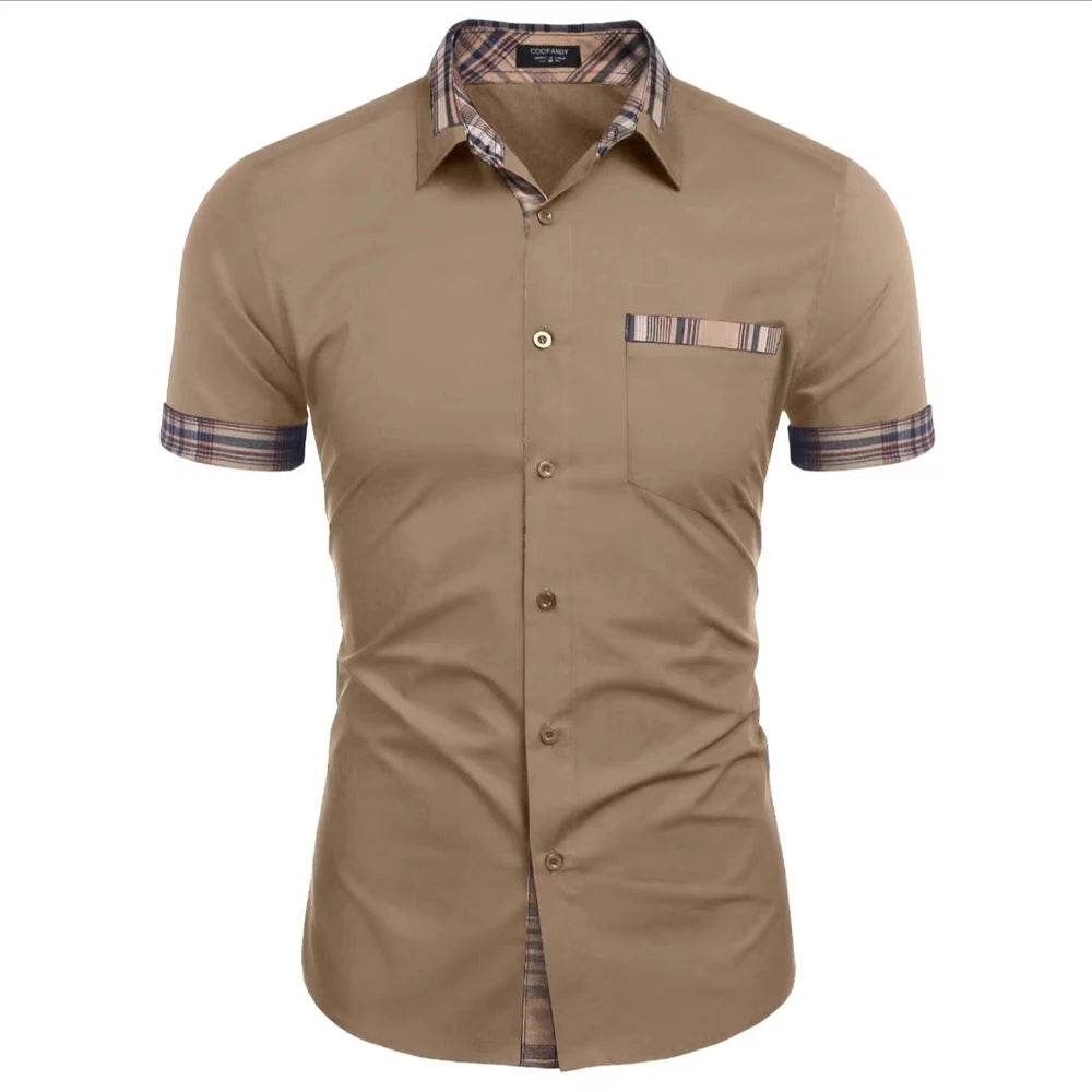 Buy Center Men's Summer Hawaiian Ice Silk Shirt - Casual Patchwork Design - Buy Center UK