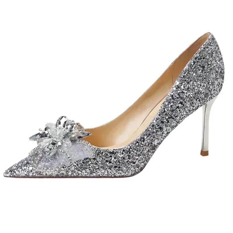 GXMGST Women’s Wedding Shoes - Rhinestone High Heels, Pointed Toe - Buy Center UK