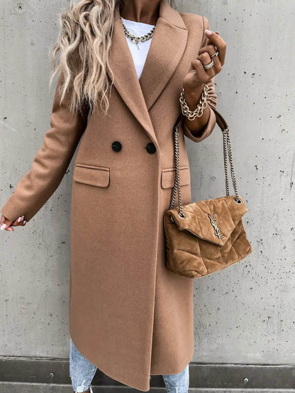 Buy Center Women's Long Woolen Coat - Stylish Autumn Winter Trench - Buy Center UK