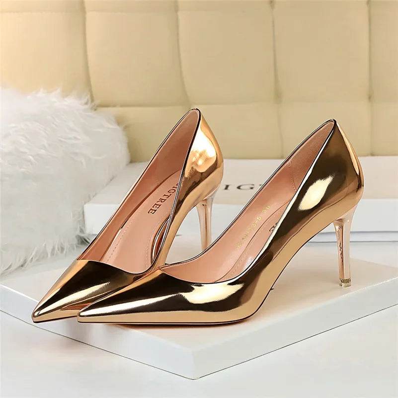 Buy Center Women’s High Heel Pumps - Metallic Stiletto Sparkly Shoes - Buy Center UK