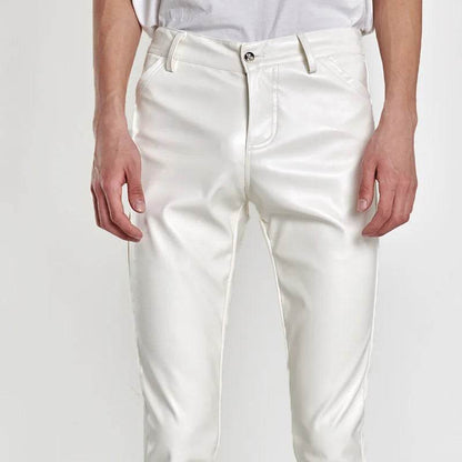 Buy Center Men's PU Leather Pants - Slim Fit Rock Style Trousers - Buy Center UK