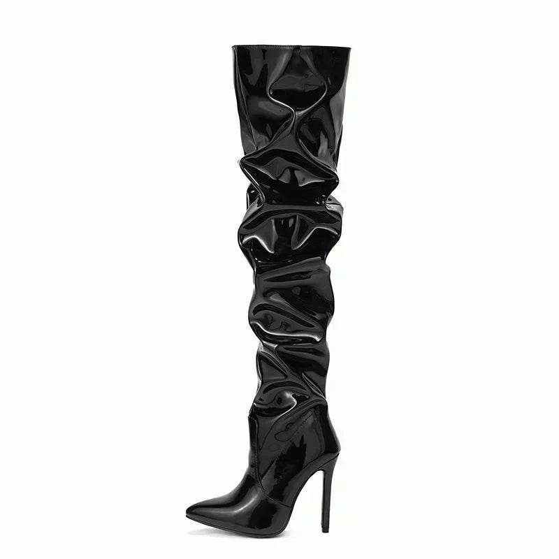 Buy Center Over-the-Knee Black Boots - Pointed Toe, Thin High Heels - Buy Center UK