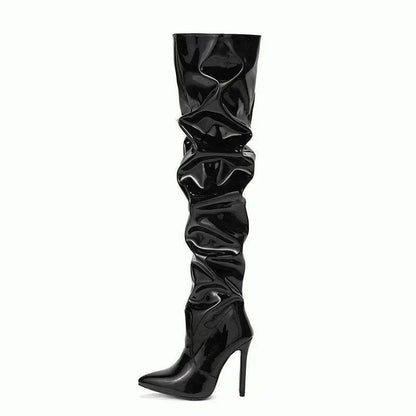 Buy Center Over-the-Knee Black Boots - Pointed Toe, Thin High Heels - Buy Center UK