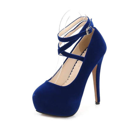 Giyu Women’s High Heel Pumps - 14cm Thin Straps, Fashion Flock - Buy Center UK