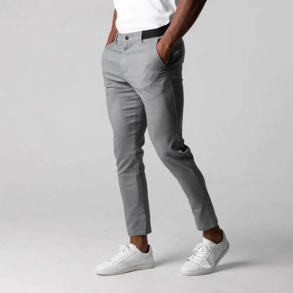 Buy Center Slim Fit Men's Trousers - Elegant Solid Color Pants - Buy Center UK