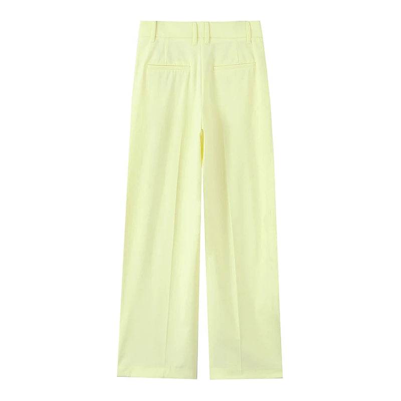 Willshela Women 2 Piece Set - Yellow Tank Top & Vintage Trousers - Buy Center UK