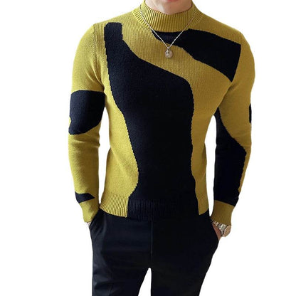 Buy Center Men's Patchwork Turtleneck Sweater - Slim Fit & Stylish - Buy Center UK