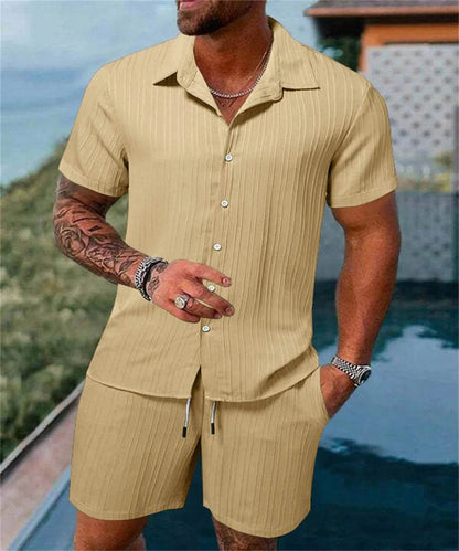 Buy Center 2024 Men's Summer Beach Suit - Casual Shirt & Shorts - Buy Center UK