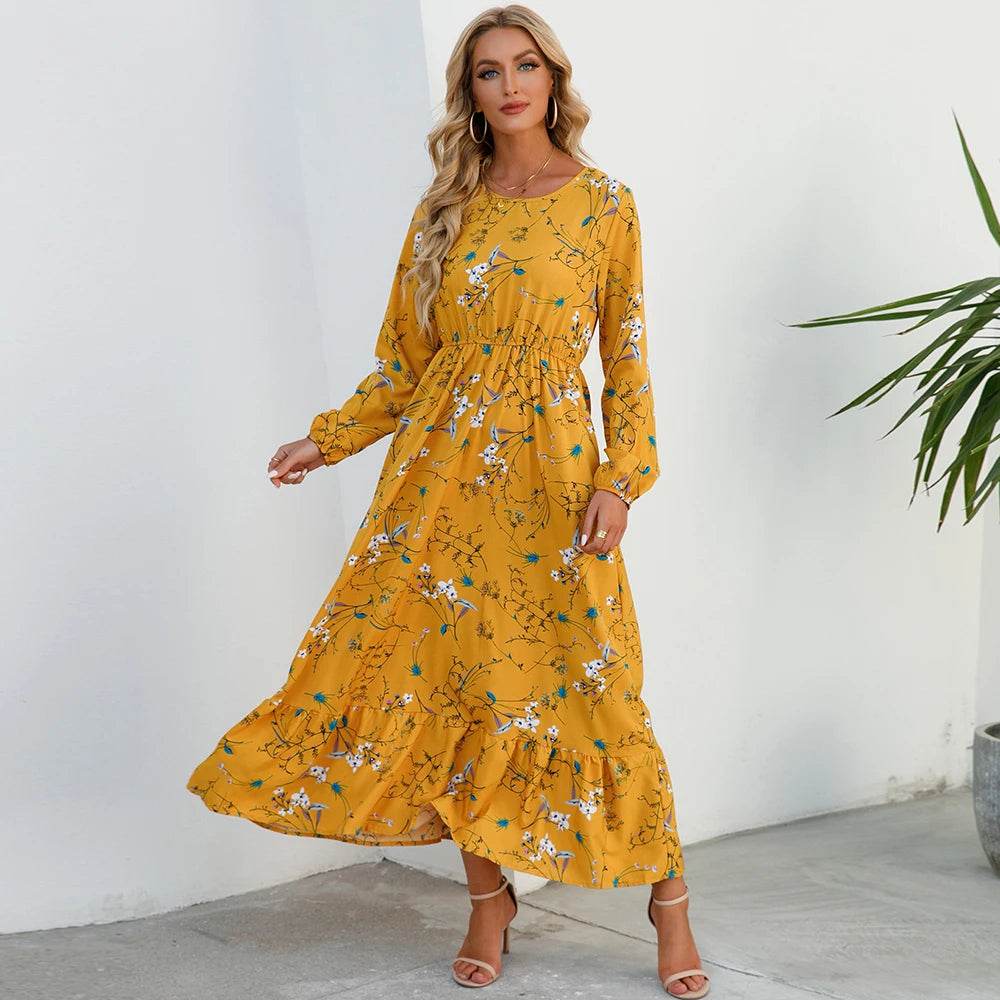 2023 Bohemian Women Maxi Dress - Long Sleeve Chiffon Floral Style - Buy Center UK