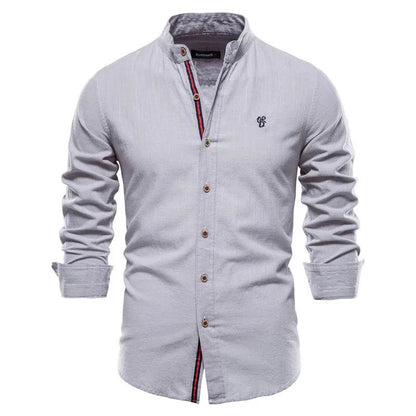 Buy Center Men’s 100% Cotton Solid Color Shirt - Elegant Embroidery - Buy Center UK