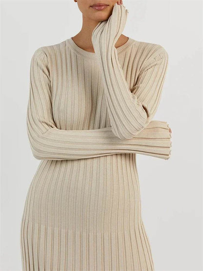 Tossy Lace-Up Knit Maxi Dress - High Waist Autumn Fashion Chic - Buy Center UK