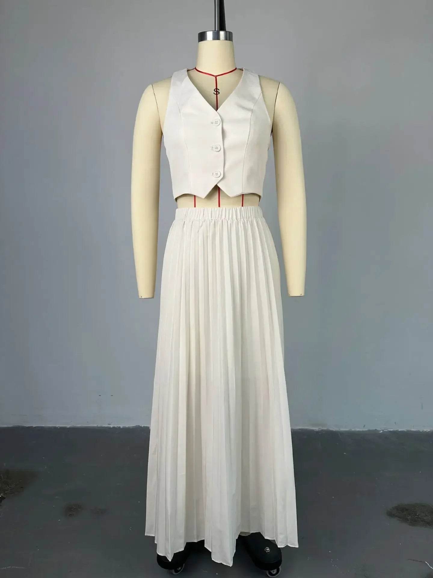 Buy Center 2-Piece Summer Outfit - Halter Vest & Pleated Skirt - Buy Center UK