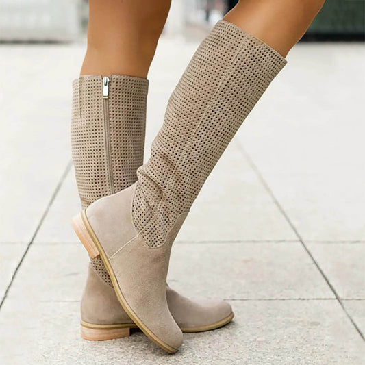 Buy Center Faux Suede Women’s Knee High Boots - Stylish, Low Heel - Buy Center UK