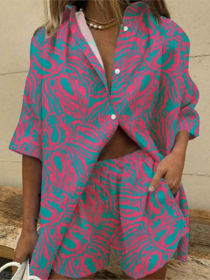 Buy Center Two Piece Women's Summer Set - Stylish Print, Loose Fit - Buy Center UK