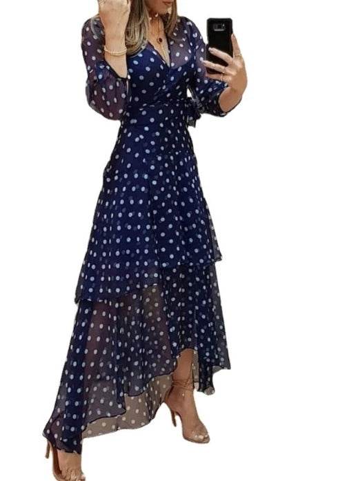 Buy Center Women’s Elegant Dress 2024 - V-Neck Irregular Print - Buy Center UK