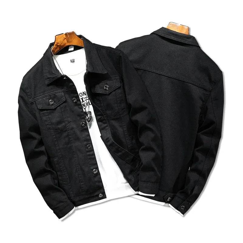 Buy Center Men's Black Jeans Jacket - Trendy Loose Fit, Multi-Pocket - Buy Center UK