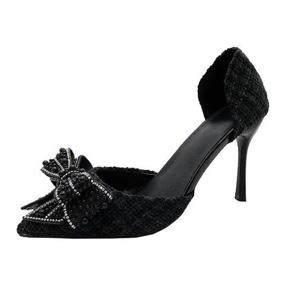 Elegant Pearl Bowknot Stiletto Pumps - Sexy High Heels for Women - Buy Center UK
