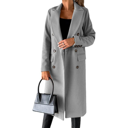 Buy Center Winter Women Overcoat - Double-Breasted Turn-Down Collar - Buy Center UK