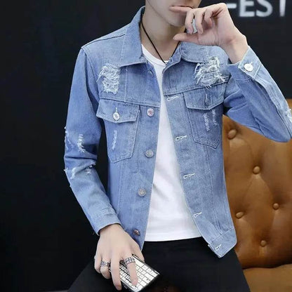 Buy Center Men's Denim Jacket - Korean Slim Fit for Autumn Style - Buy Center UK
