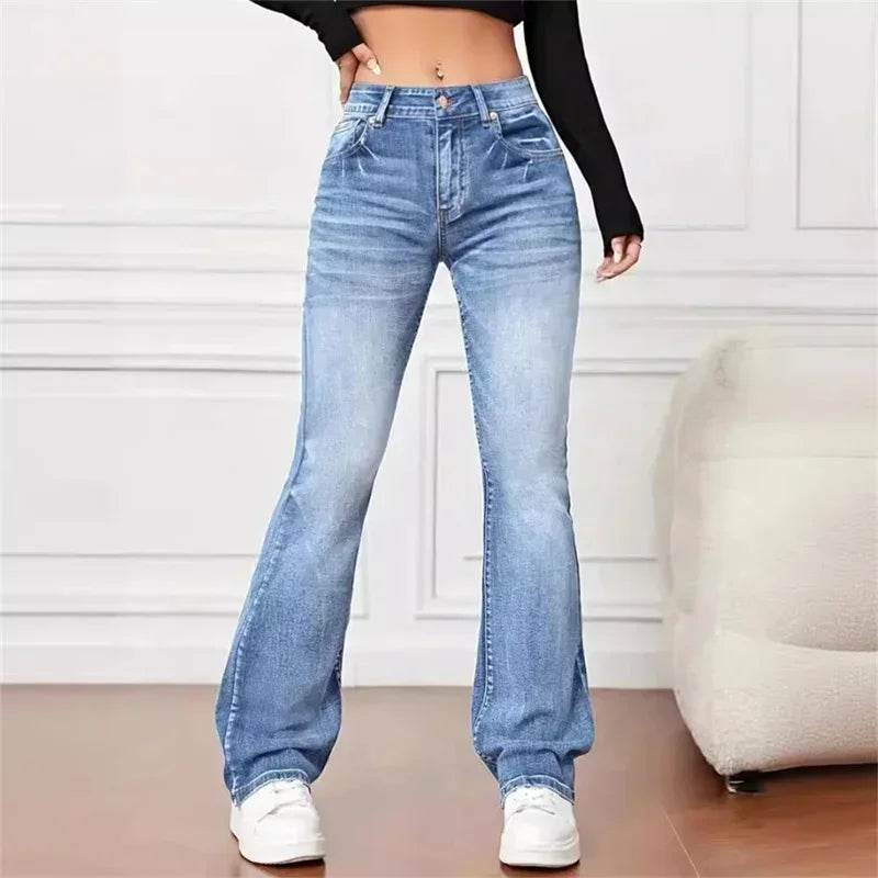 Buy Center Women's Casual Micro Flares Jeans - Vintage Mid Waist - Buy Center UK