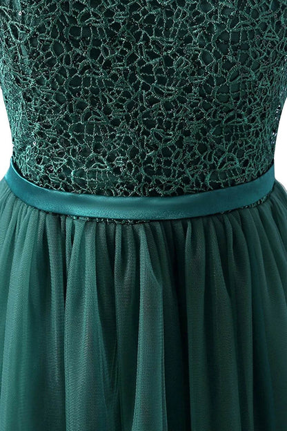 Buy Center A-line Lace Dress - Scoop Neck, Elegant Short Sleeves - Buy Center UK