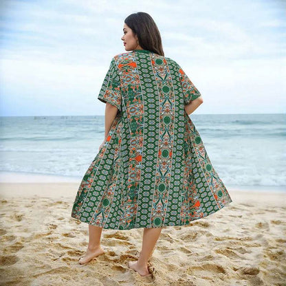 Plus Size Women's Bohemian Printed Two-piece Set - Kimono & Shorts - Buy Center UK