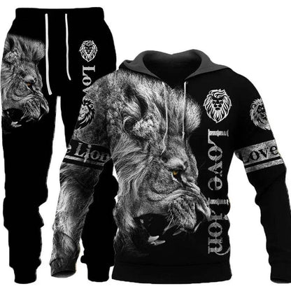 3D Tiger Printed Tracksuit Set - Unisex Hoodie & Pants, Cozy Style - Buy Center UK
