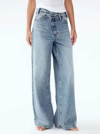 HOUZHOU Women Vintage Wide Leg Jeans - High Waist Aesthetic Fit - Buy Center UK