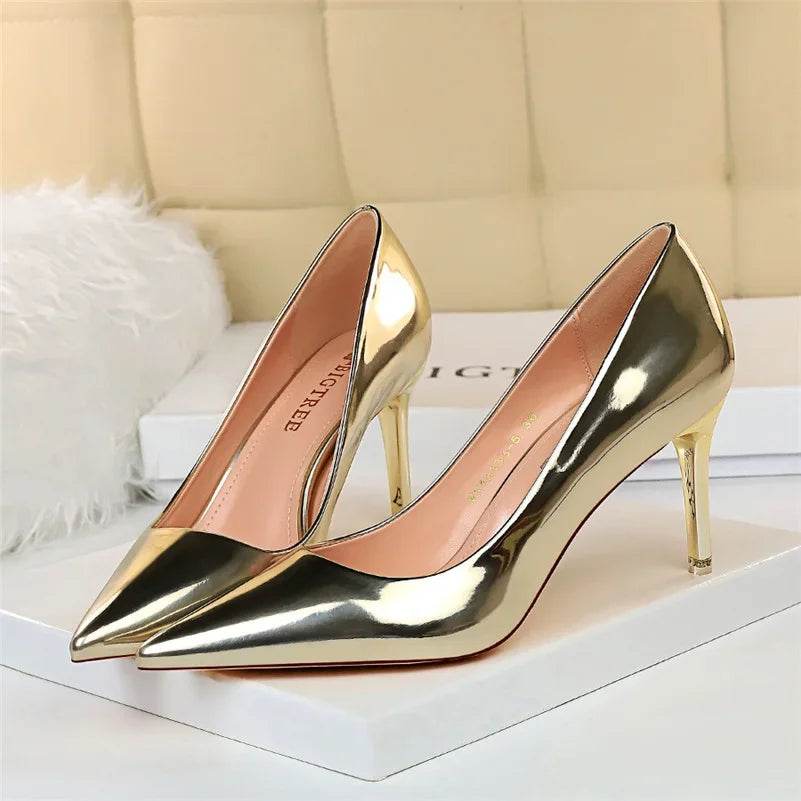 Buy Center Women’s High Heel Pumps - Metallic Stiletto Sparkly Shoes - Buy Center UK