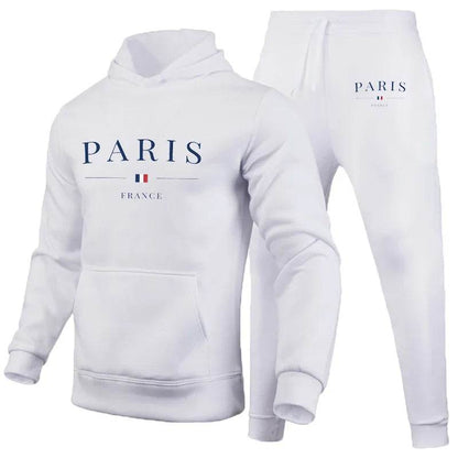 Buy Center Men's Hoodie Set - Paris Print Sweatshirt & Jogger Pants - Buy Center UK