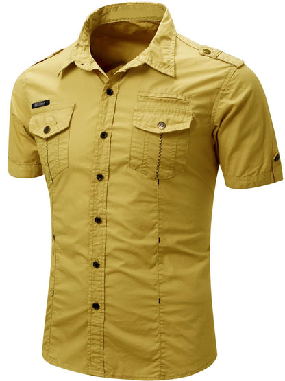 Buy Center Men's Cotton Military Tactical Shirt - Short Sleeve Summer Style - Buy Center UK