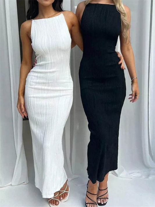 Buy Center Sexy Women Long Dress - Ruched Sleeveless Back Split - Buy Center UK