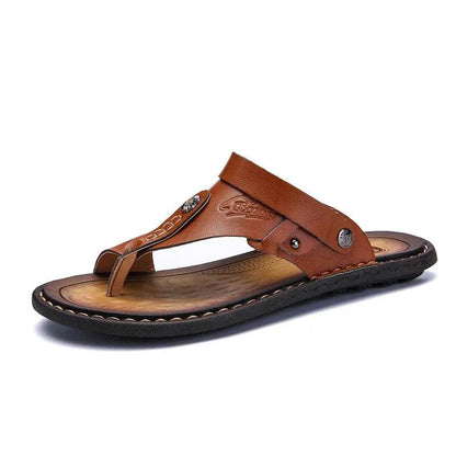 DUDELI Men's Genuine Leather Sandals - Comfortable Slip-On Summer Shoes - Buy Center UK