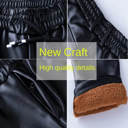 Buy Center Fleece-Lined Men's Leather Pants - Slim Fit, Black Style - Buy Center UK