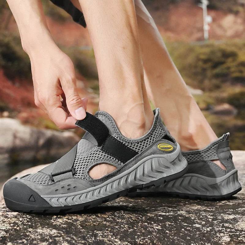 Buy Center Men's Genuine Leather Sandals - Casual Outdoor Beach Shoes - Buy Center UK