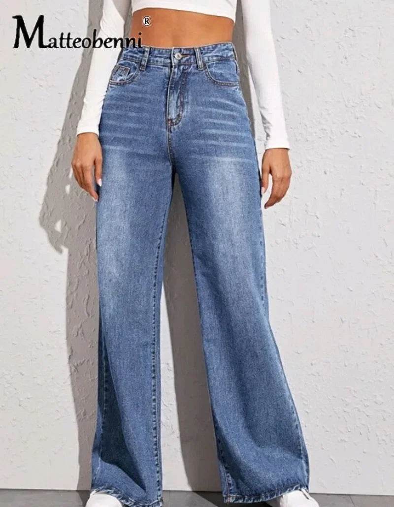 Buy Center High Waist Straight Jeans - Casual Loose Fit for Women - Buy Center UK