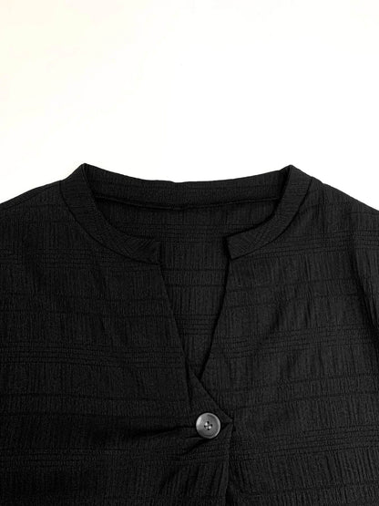 Buy Center Plus Size Women's V-Neck T-Shirt - Button Detail, Casual Fit - Buy Center UK