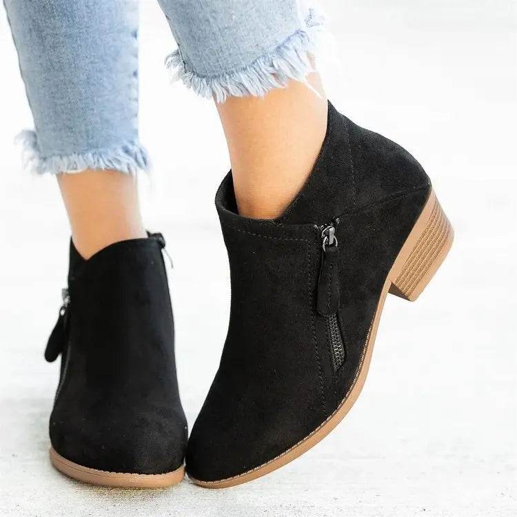 Buy Center Women's Ankle Boots - Stylish Side Zipper, Platform Heel - Buy Center UK