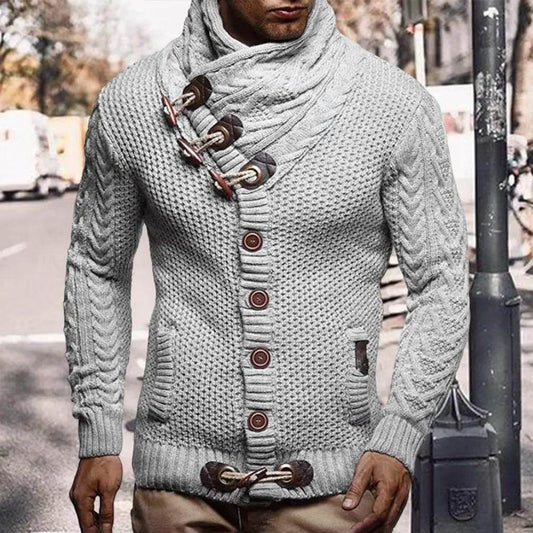 Vintage Turtleneck Cardigan Sweater - Slim Fit, Long Sleeve Men’s Knitwear - Buy Center UK