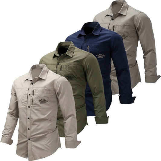 Buy Center Men's 100% Cotton Multi-Pocket Safari Shirt - Long Sleeve - Buy Center UK