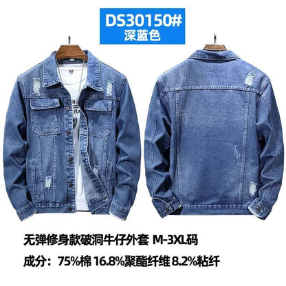 Buy Center Men's Denim Jacket - Casual Turn Down Collar, Full Sleeve - Buy Center UK