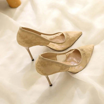 Buy Center Elegant Pointed Toe High Heel Shoes - Summer Lace Design - Buy Center UK