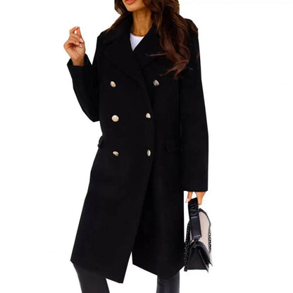 Buy Center Winter Women Overcoat - Double-Breasted Turn-Down Collar - Buy Center UK