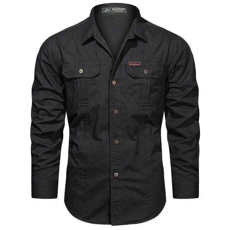 Buy Center Men's Long Sleeve Cargo Shirt - High-Quality Cotton Style - Buy Center UK