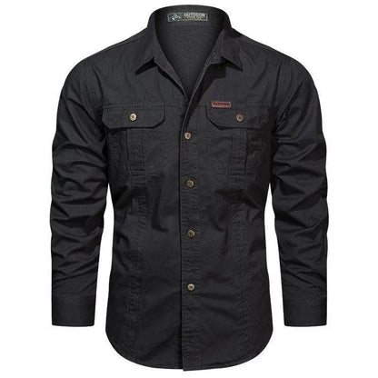 Buy Center Men's Long Sleeve Cargo Shirt - High-Quality Cotton Style - Buy Center UK