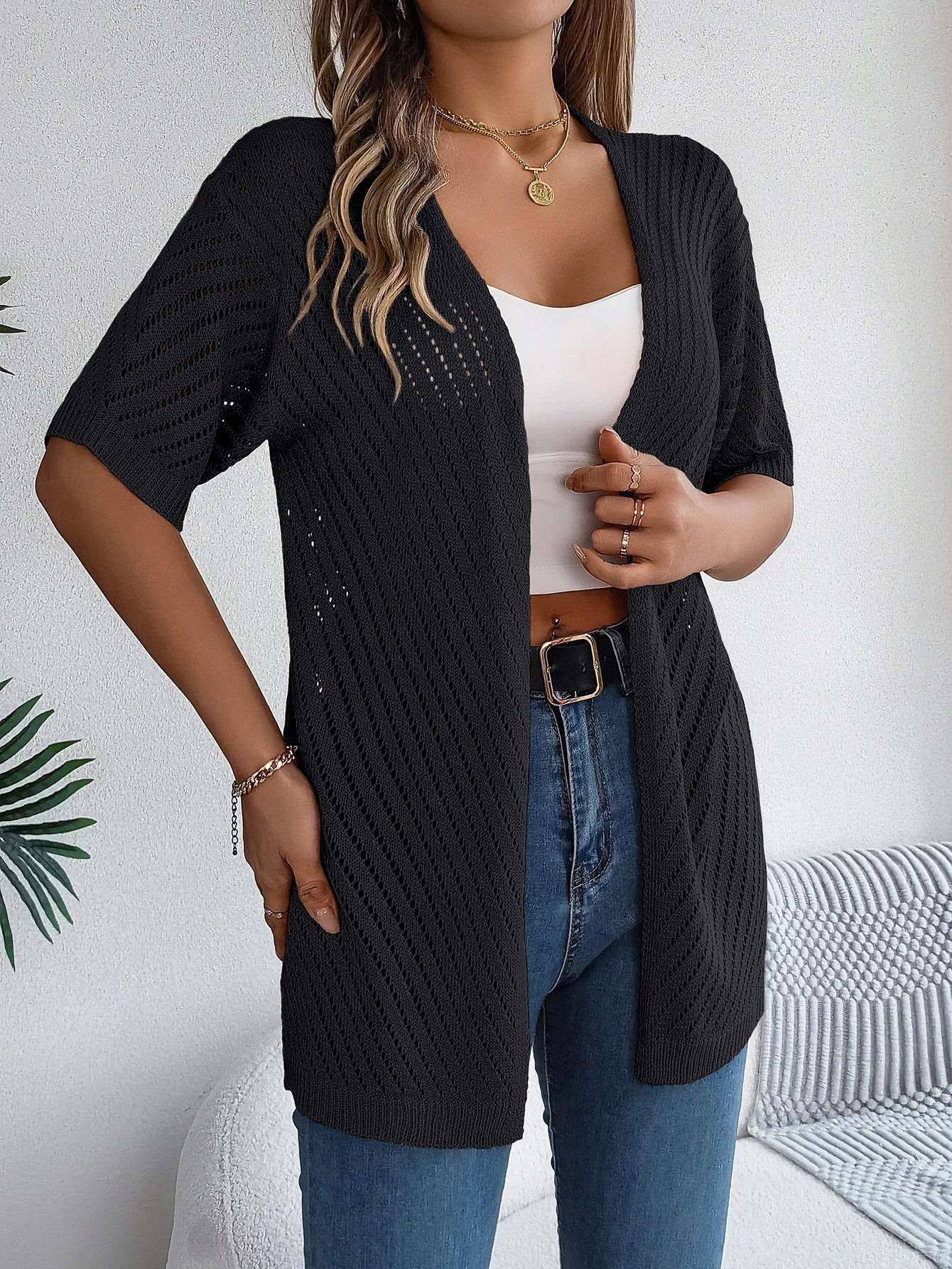 Buy Center Spring Summer Knitted Cardigan - Casual Hollow Out Fit - Buy Center UK