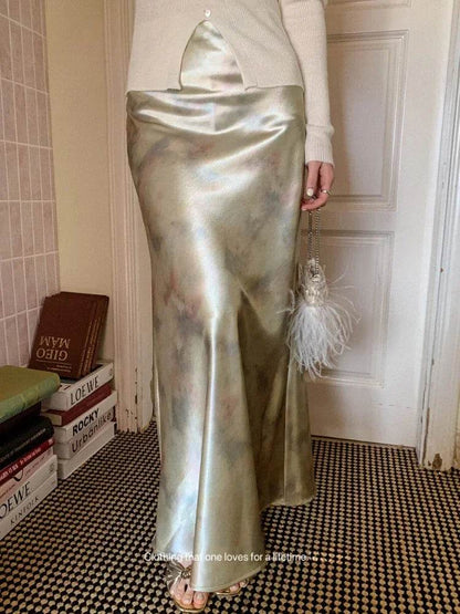Buy Center High Waisted Fishtail Skirt - Elegant Silk Satin Design - Buy Center UK