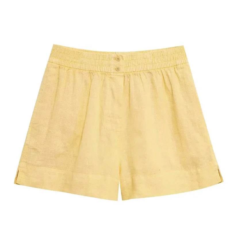 TRAFZA 2025 Summer Set - Casual Cotton Linen Long Sleeve Shirt & Shorts - Buy Center UK