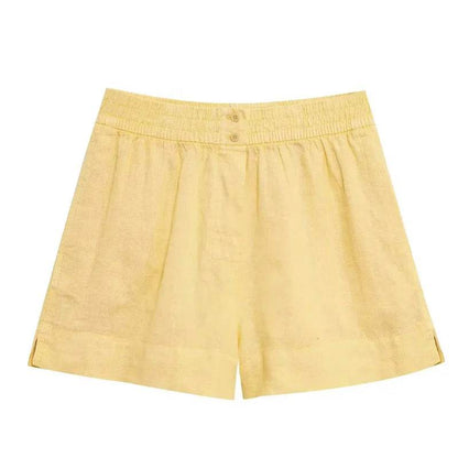 TRAFZA 2025 Summer Set - Casual Cotton Linen Long Sleeve Shirt & Shorts - Buy Center UK