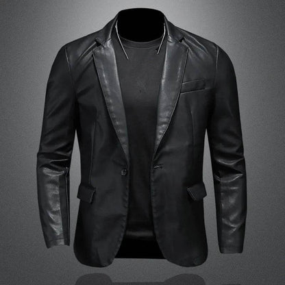 Buy Center Men's Slim Fit Leather Jacket - Casual Motorcycle Style - Buy Center UK